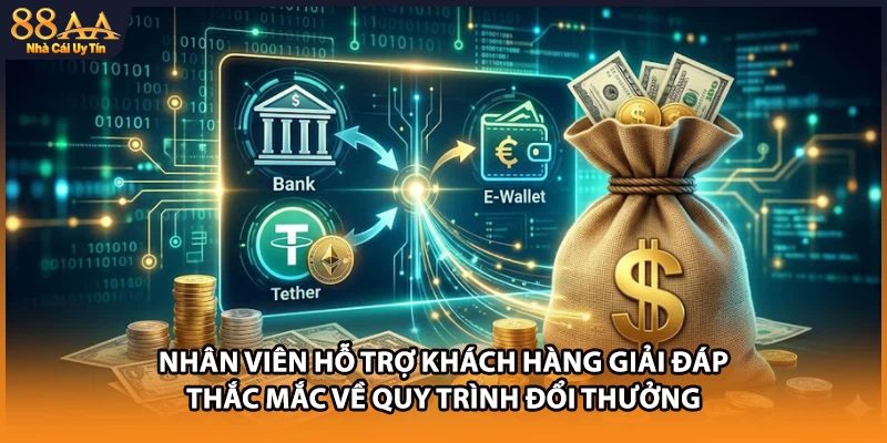 Nhân viên hỗ trợ khách hàng giải đáp thắc mắc về quy trình đổi thưởng