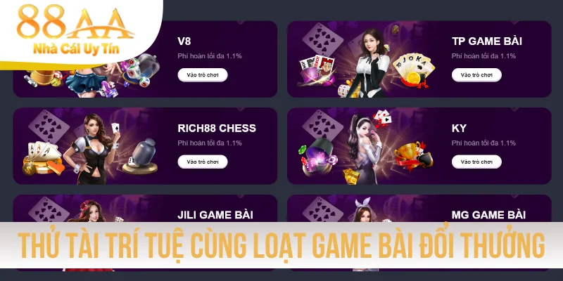 Thử tài trí tuệ cùng loạt game bài đổi thưởng